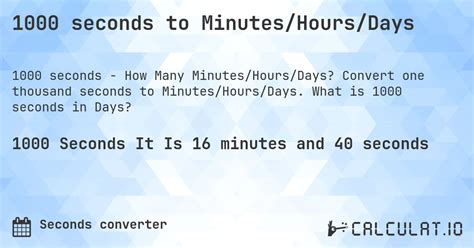 1000 Seconds To Minutes