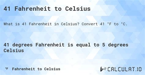 41 Fahrenheit To Celsius