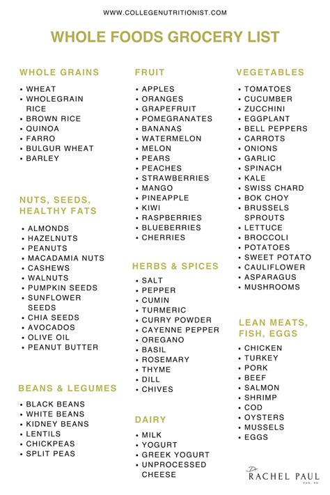 What Is The Complete List Of Whole Foods For A Healthier Diet