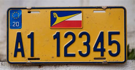 Blue And Yellow License Plate