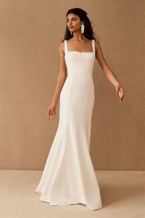 Crepe Square Neck Wedding Dress