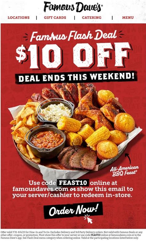 Famous Daves Promo Code 2023 Save Big on BBQ Delights