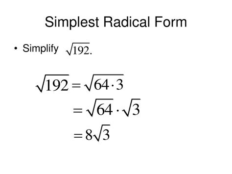 Simplest Radical Form