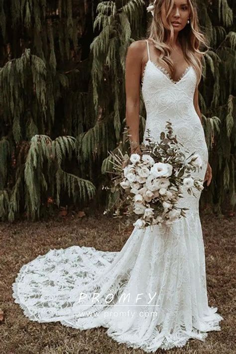 Spaghetti Strap Boho Wedding Dress
