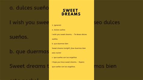 Sweet Dreams In Spanish Language